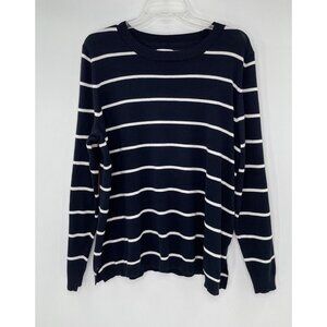 Market & Spruce Women's Aubree Elbow Patch Sweater Navy‎ Striped Size 1x
